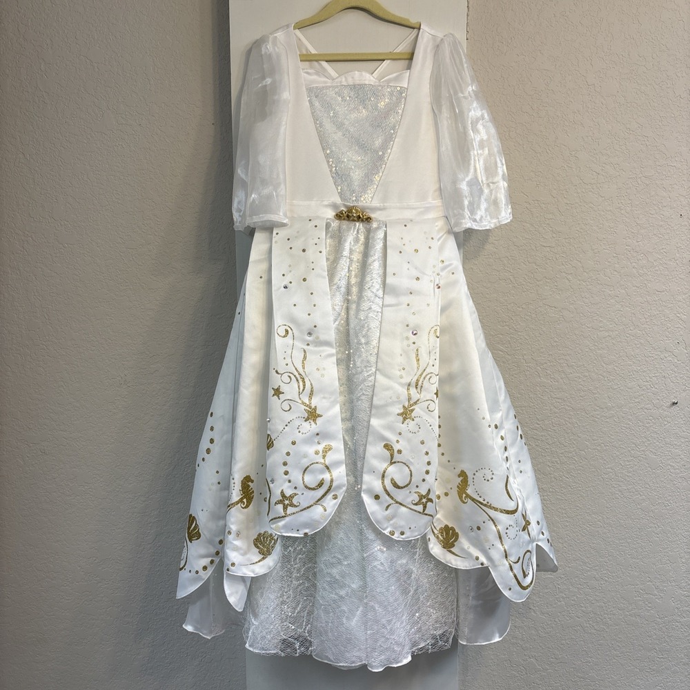 Disney Store Deluxe Ariel Little Mermaid Wedding Dress Dress-up Costume Sz 9/10